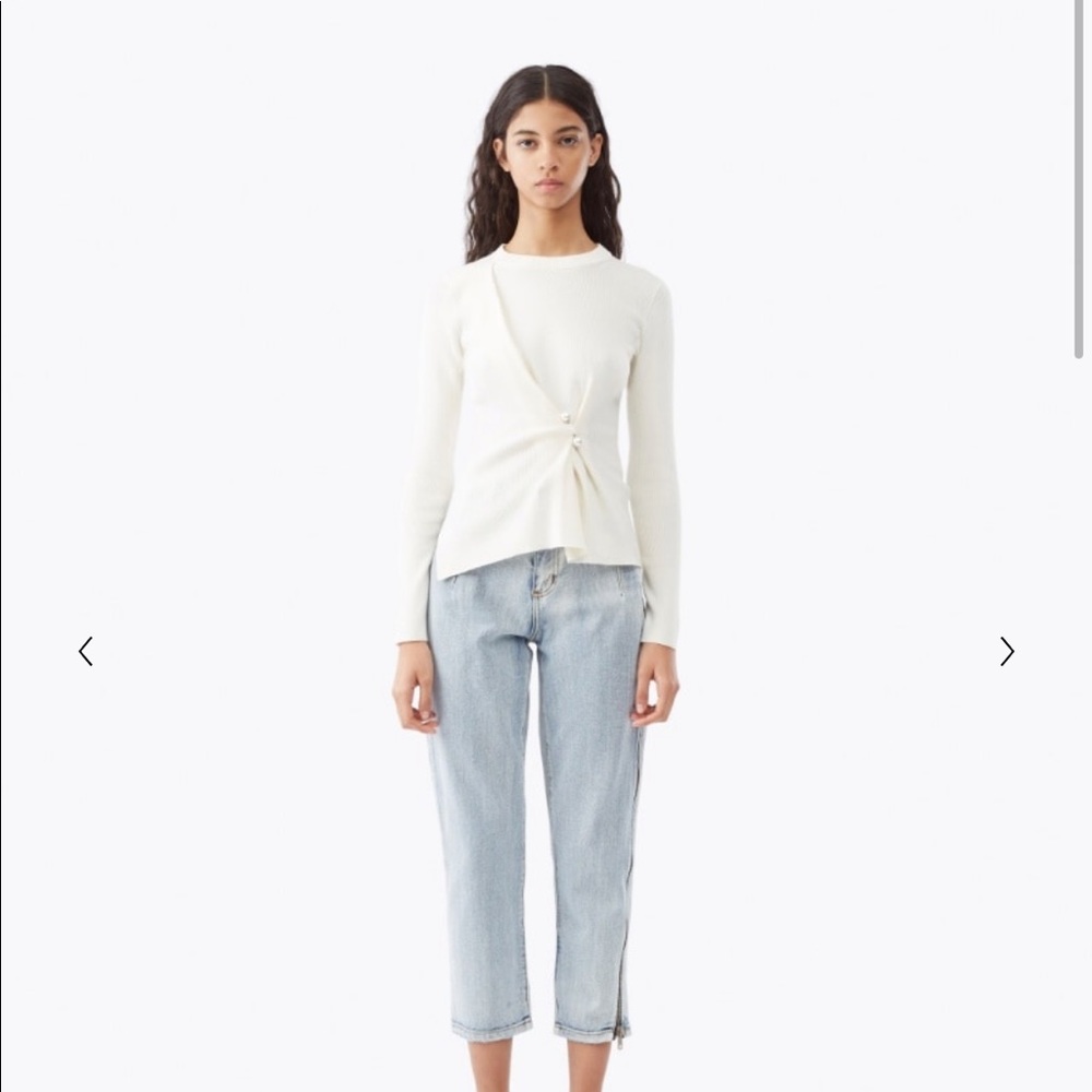 3.1 Phillip Lin pearl embellished bar pin sweater